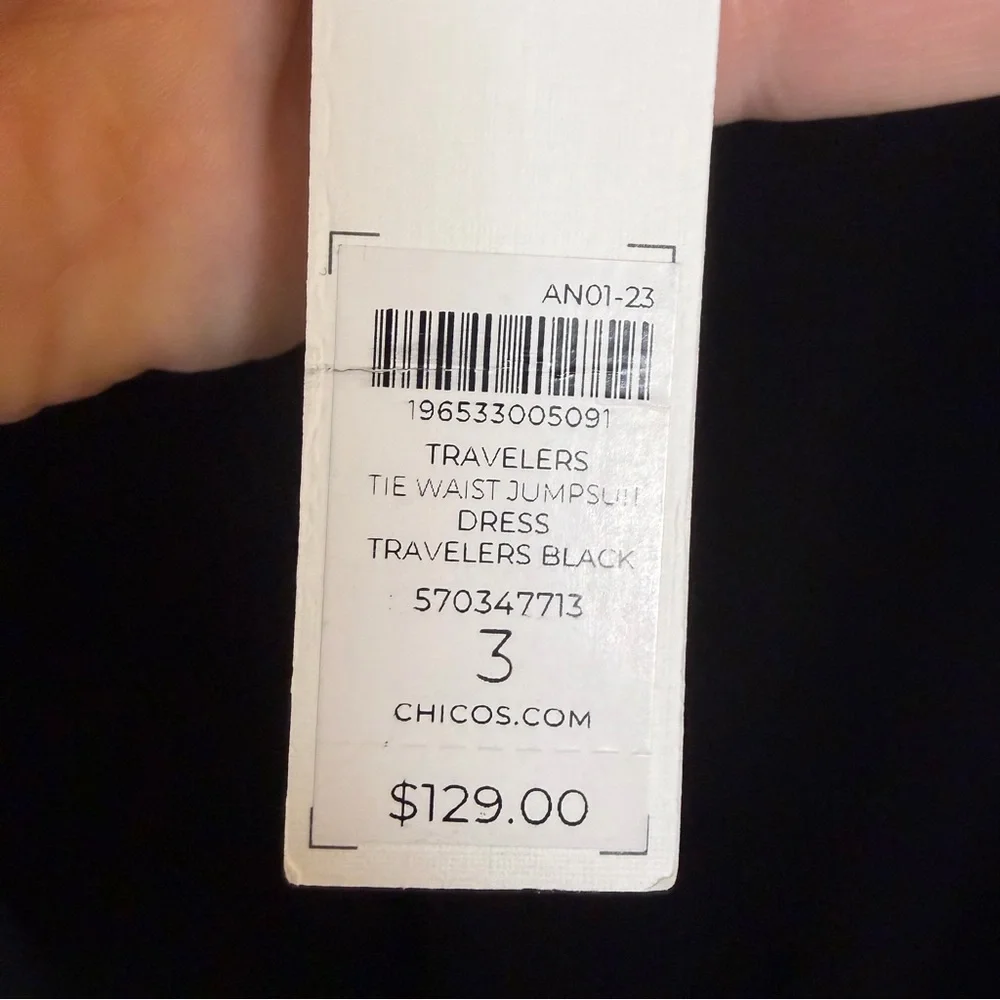 NWT Chicos Travelers Sleeveless Tie Waist Wide Leg Jumpsuit Size 3/XL Stretch - Picture 5 of 11